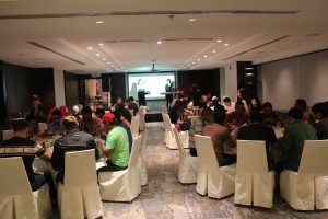 Belting out songs of different languages.