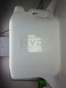 Glossy label on matte surface.